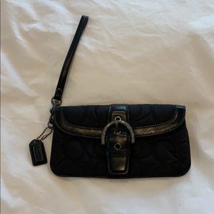 Coach black nylon quilted soho signature wristlet
